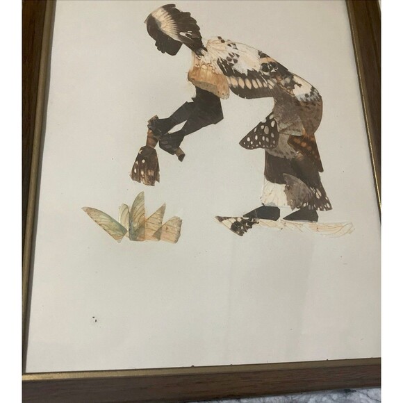 Two Vintage South African Framed Hand Crafted Butterfly Wing Art in Frames - Picture 9 of 16